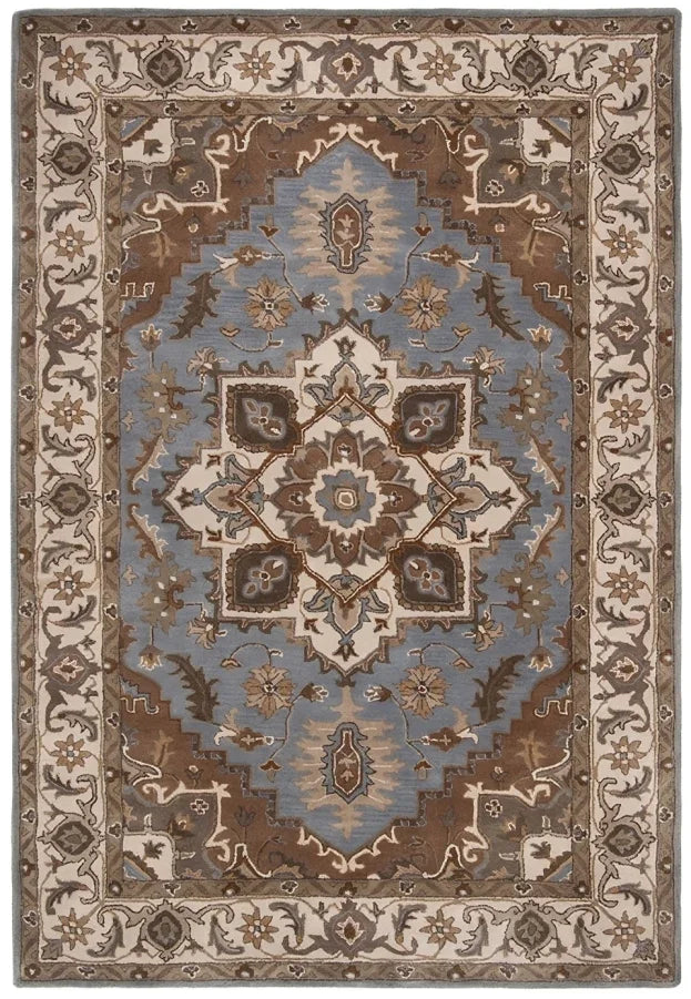 Royalty Wool Rug in Light Blue and Beige - The Mayfair Hall