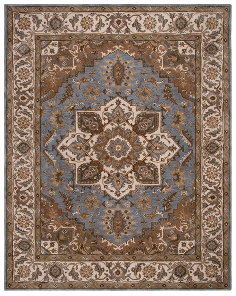 Royalty Wool Rug in Light Blue and Beige
