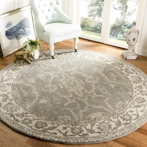 Royalty Wool Rug in Gray and Cream - The Mayfair Hall