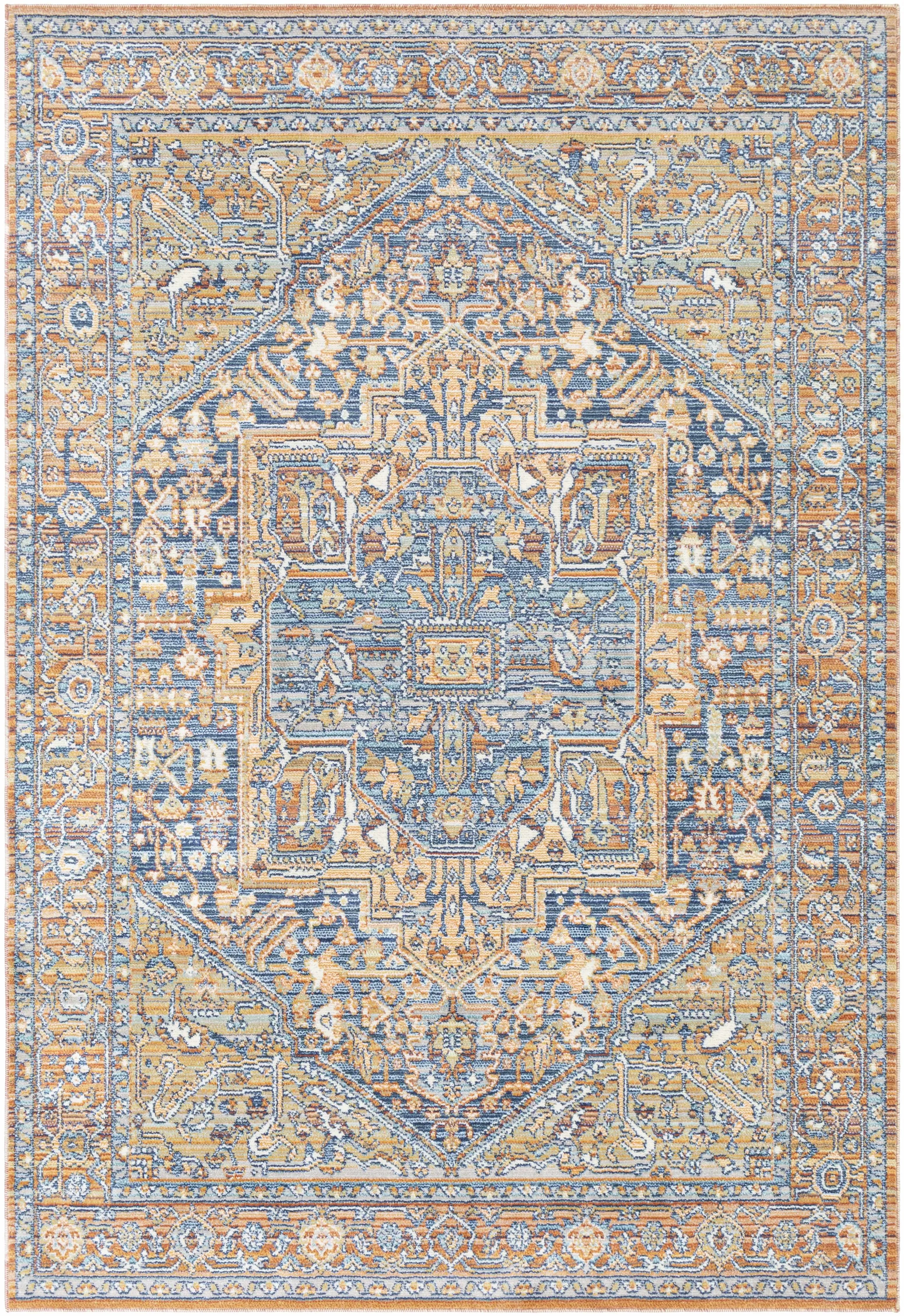 Ripponlea Blue&Orange Medallion Rug - The Mayfair Hall