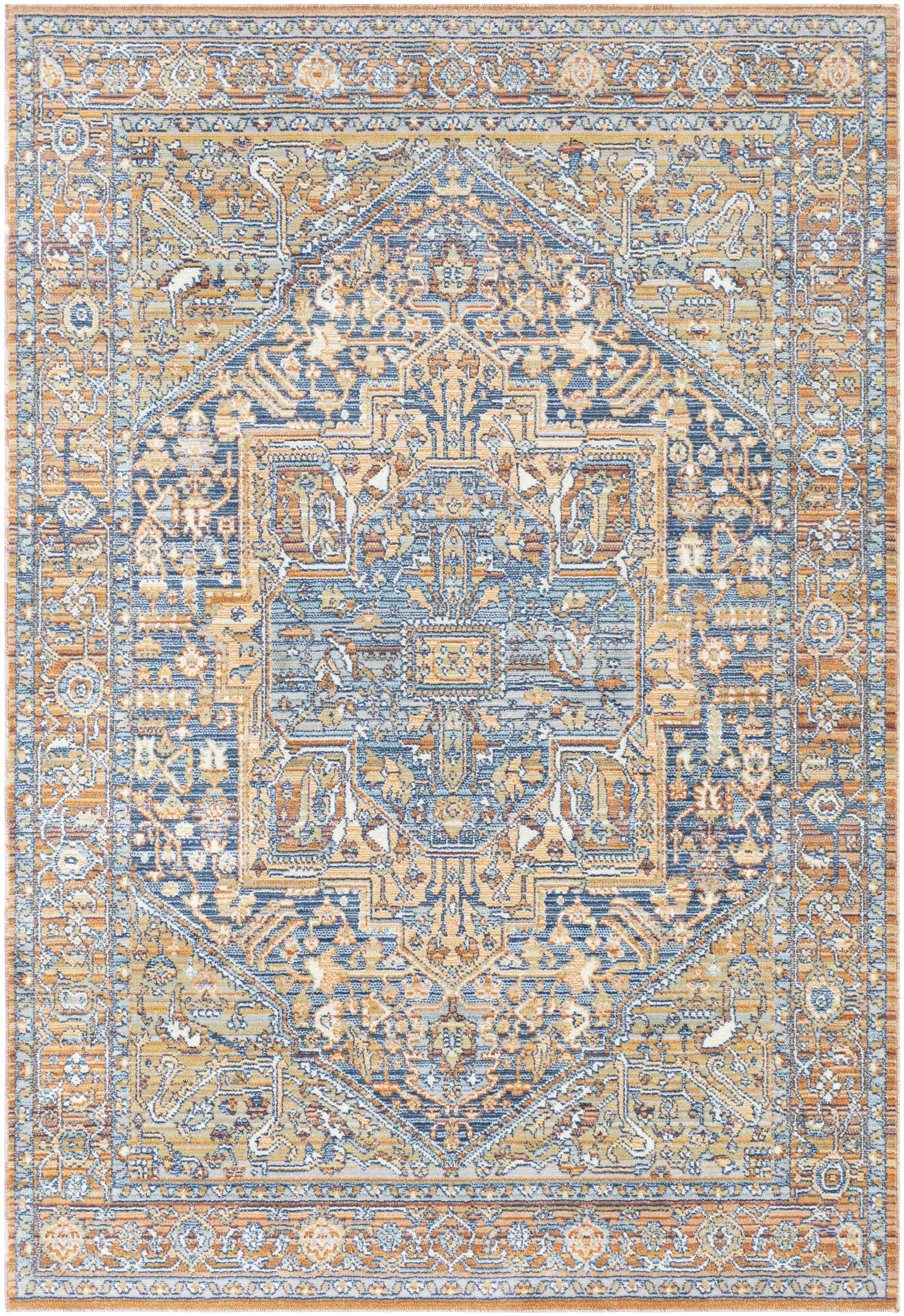 Ripponlea Blue&Orange Medallion Rug - The Mayfair Hall