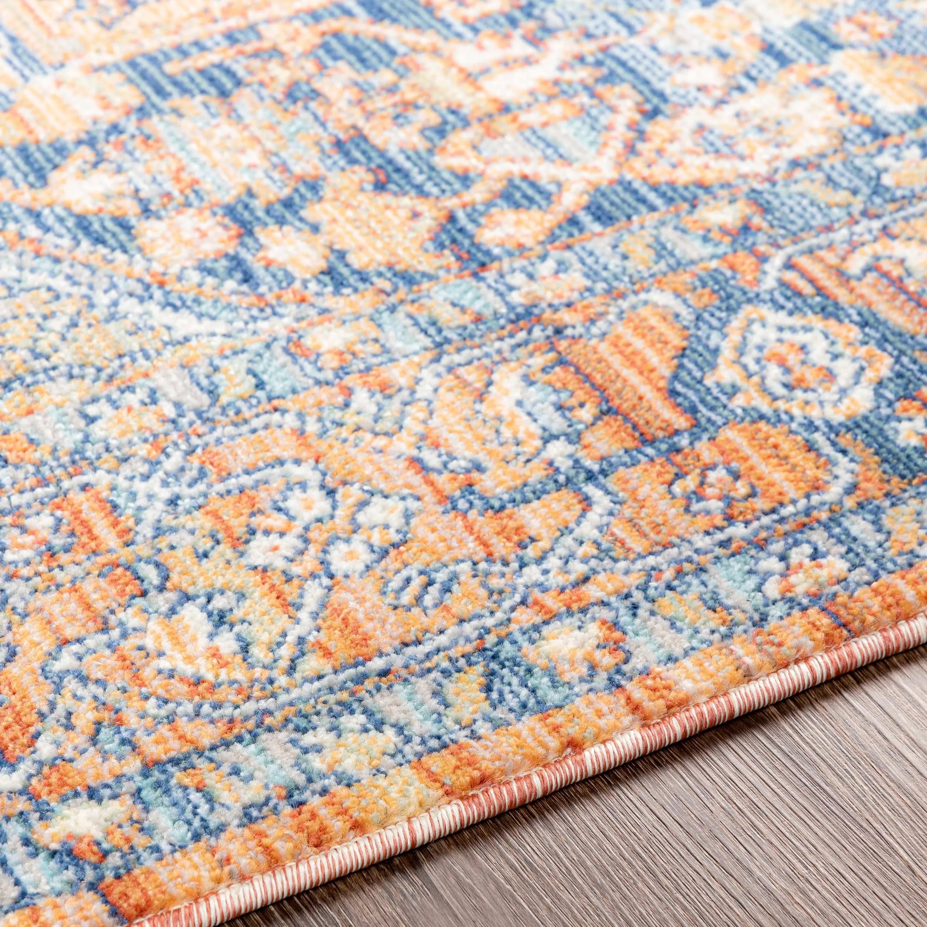 Ripponlea Blue&Orange Medallion Rug - The Mayfair Hall