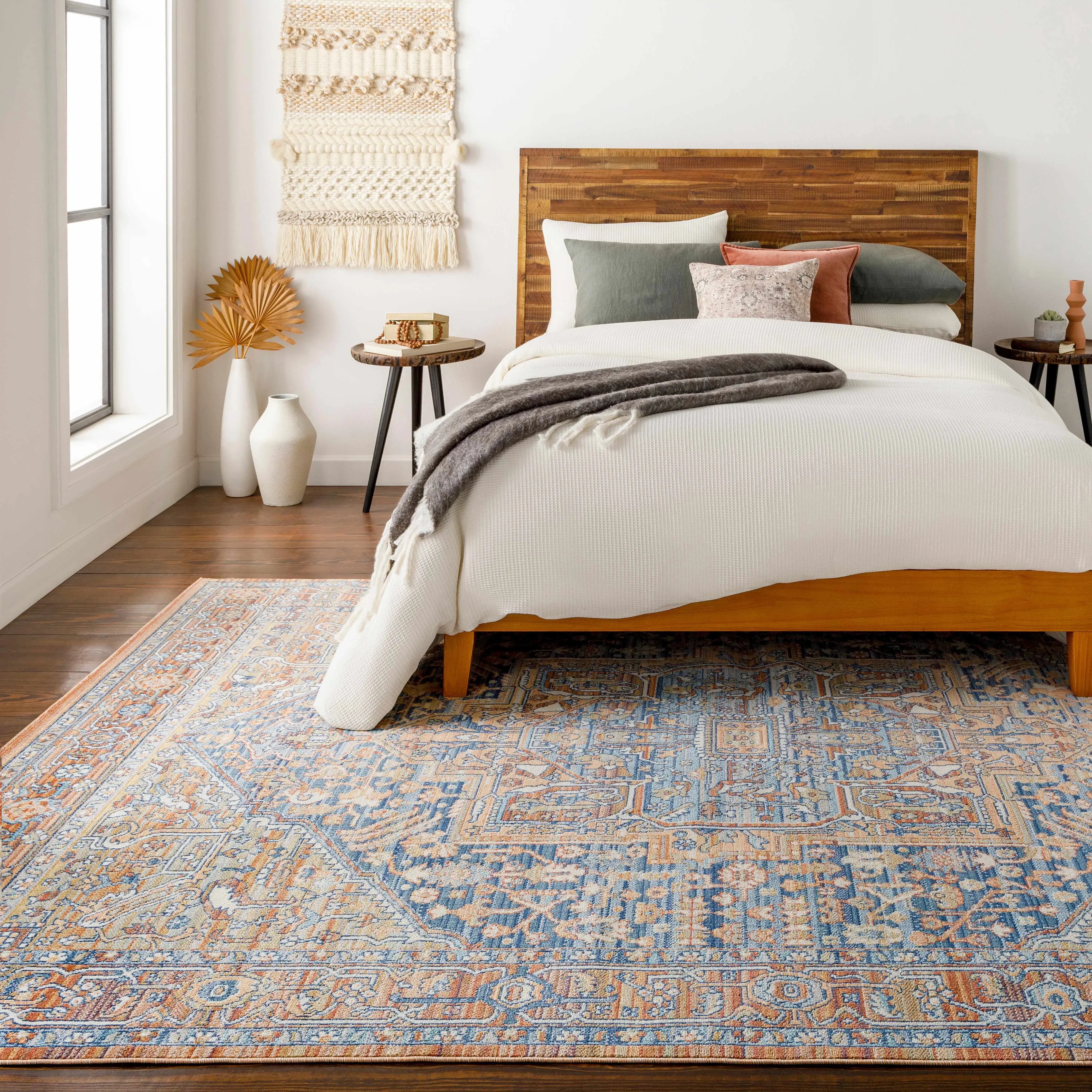 Ripponlea Blue&Orange Medallion Rug - The Mayfair Hall