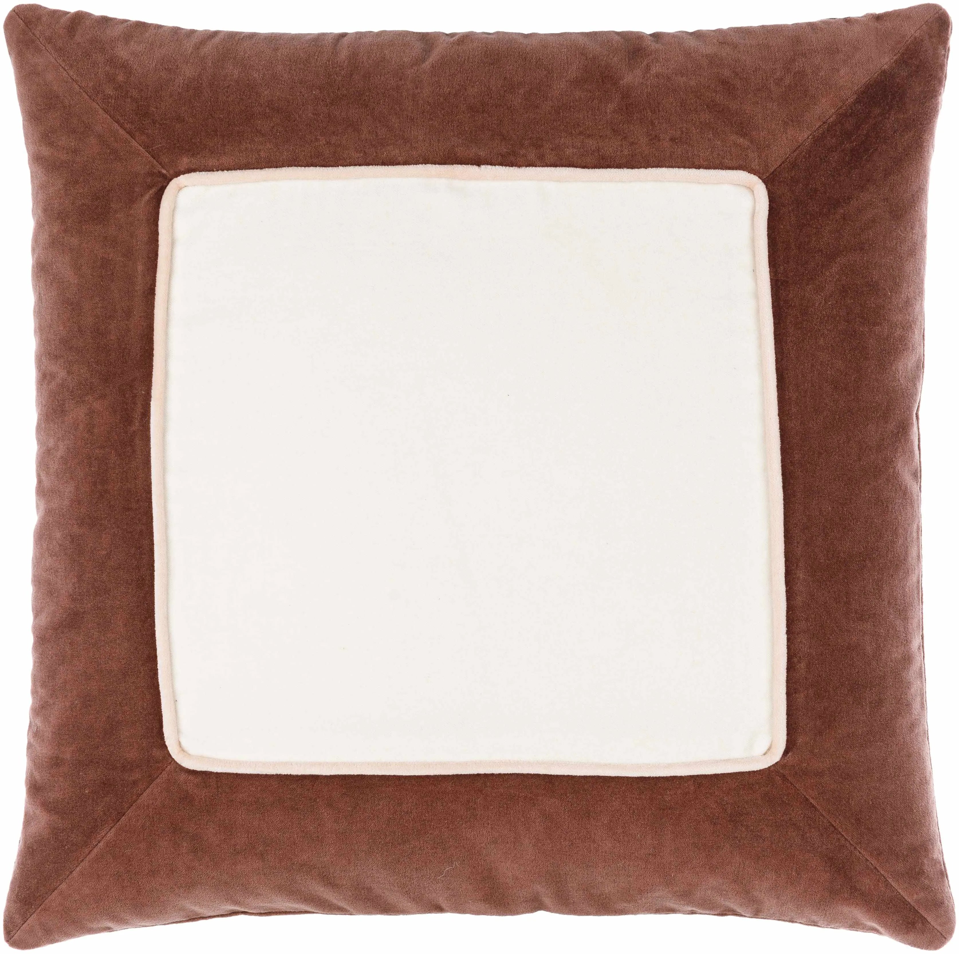 Rahiq Cotton Throw Pillow in Off White Center and Brick Red Border