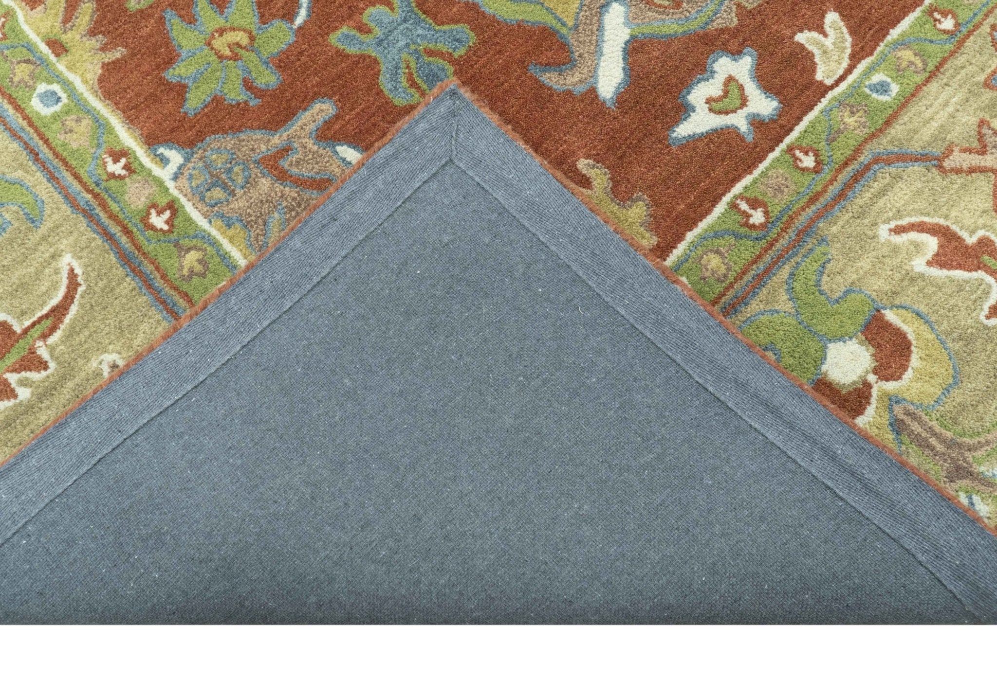 Hand Tufted Wool Area Rug in Rust And Beige with Traditional Oushak Design (8 x 10)