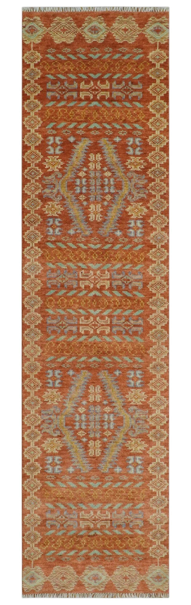 Rust, Beige and Blue Hand knotted Traditional Multi Size Oriental wool Area Rug - The Rug Decor