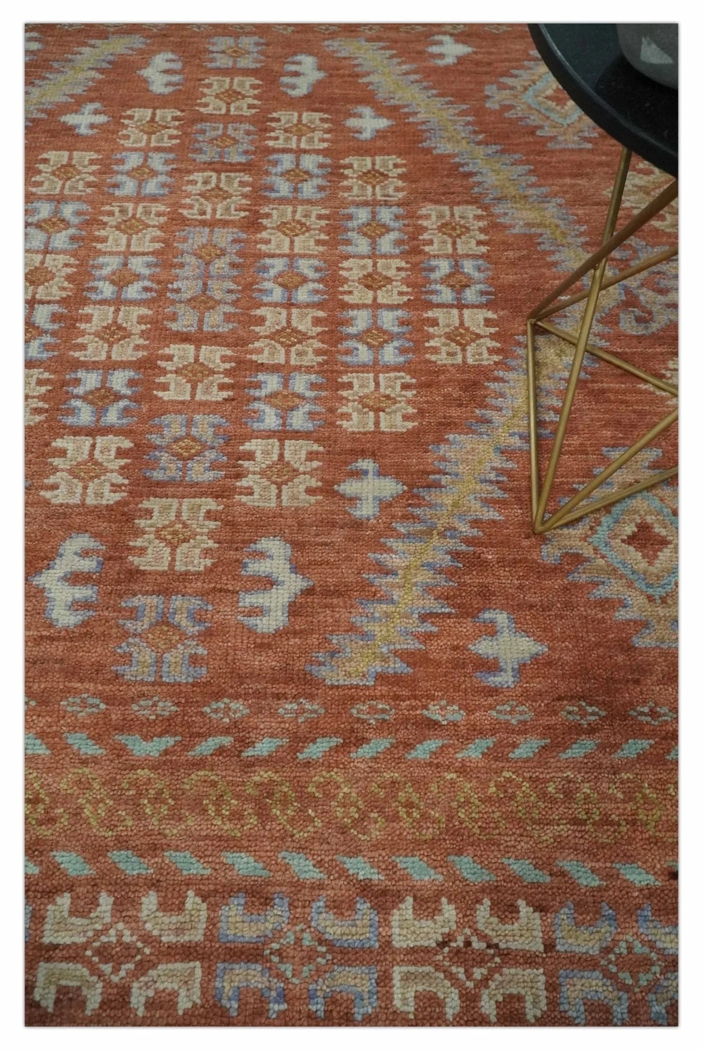 Rust, Beige and Blue Hand knotted Traditional Multi Size Oriental wool Area Rug - The Rug Decor