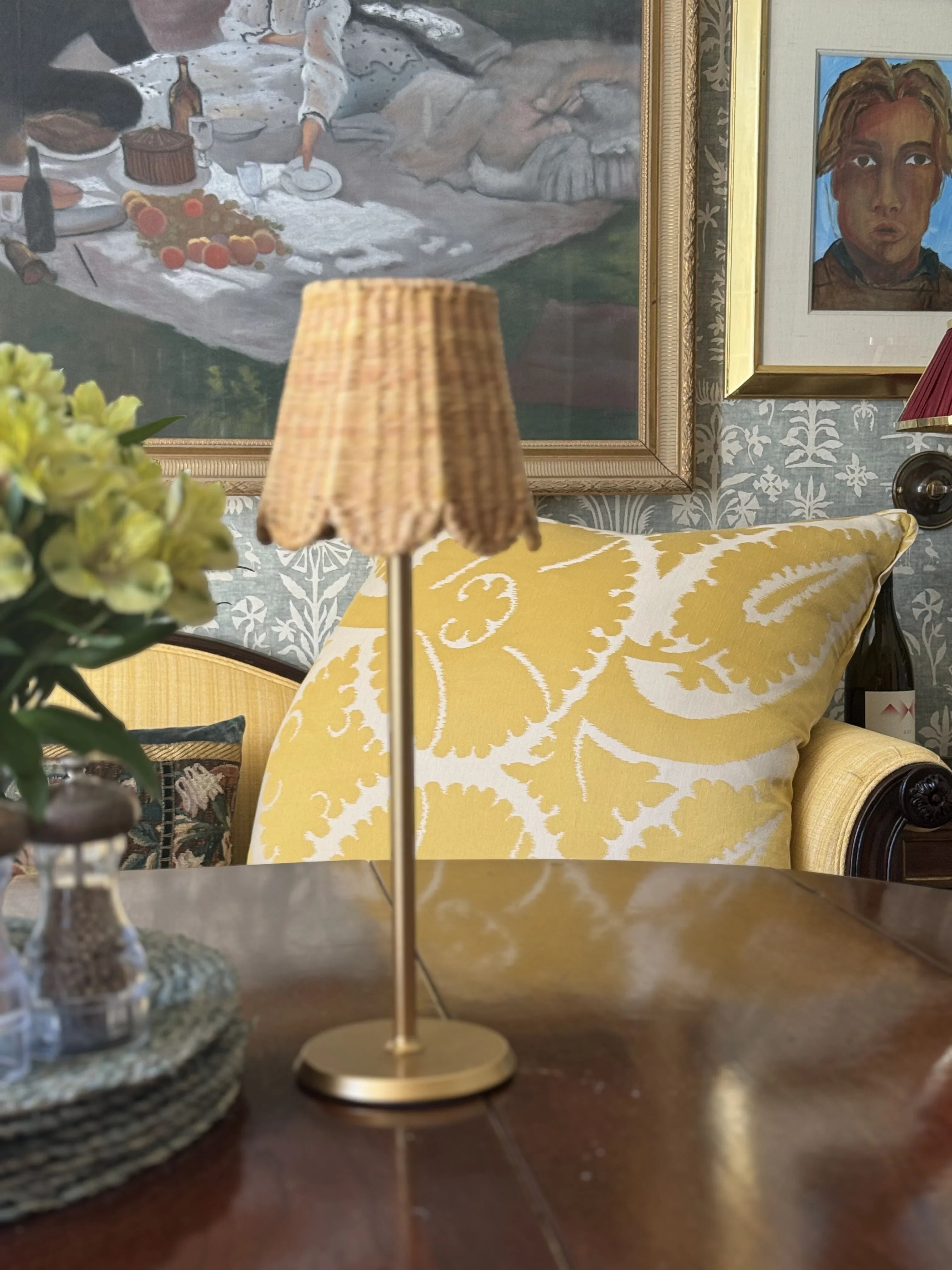 Seagrass Shade Cover in Natural with Scalloped Trip