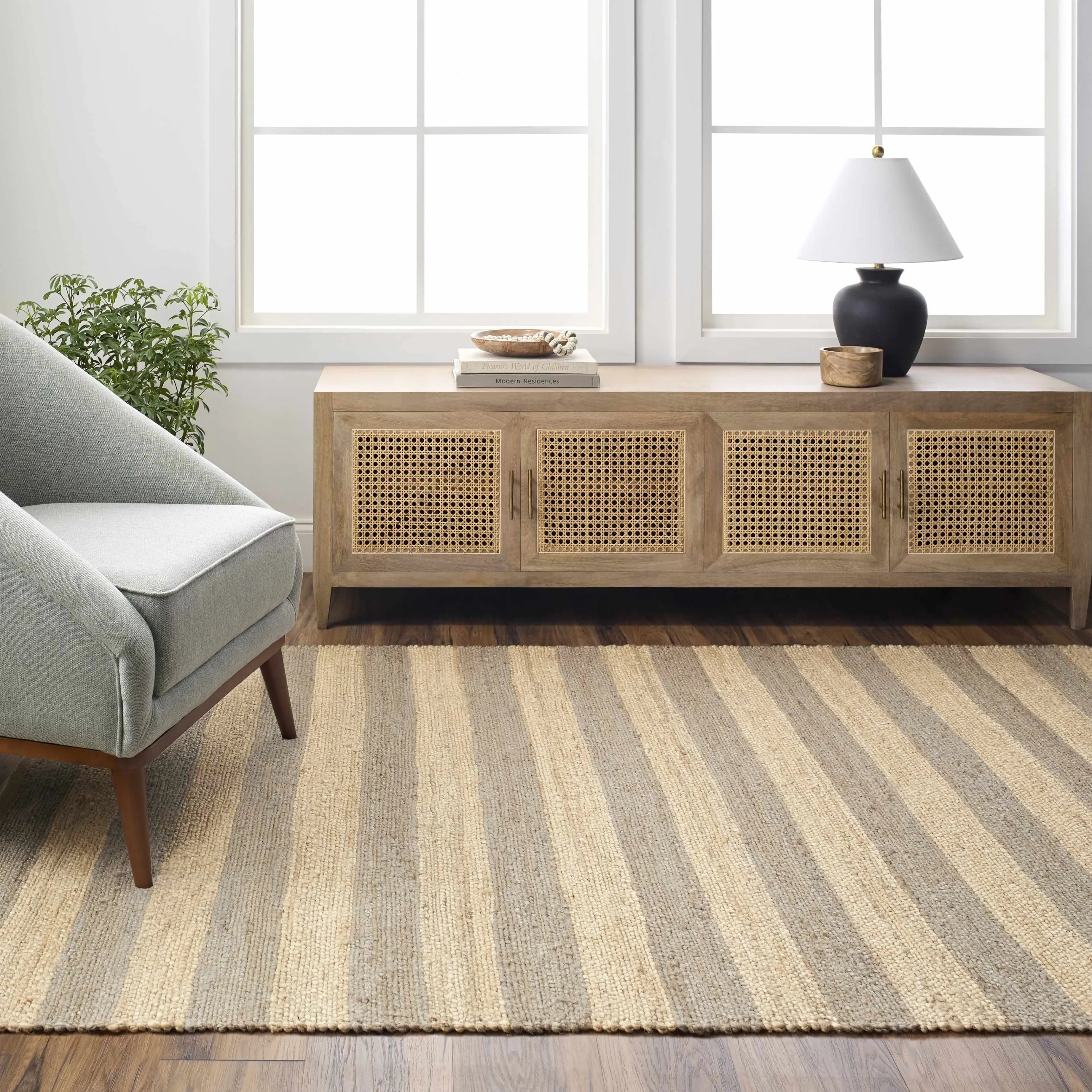 Ilkay Block Stripe Jute Rug - The Mayfair Hall