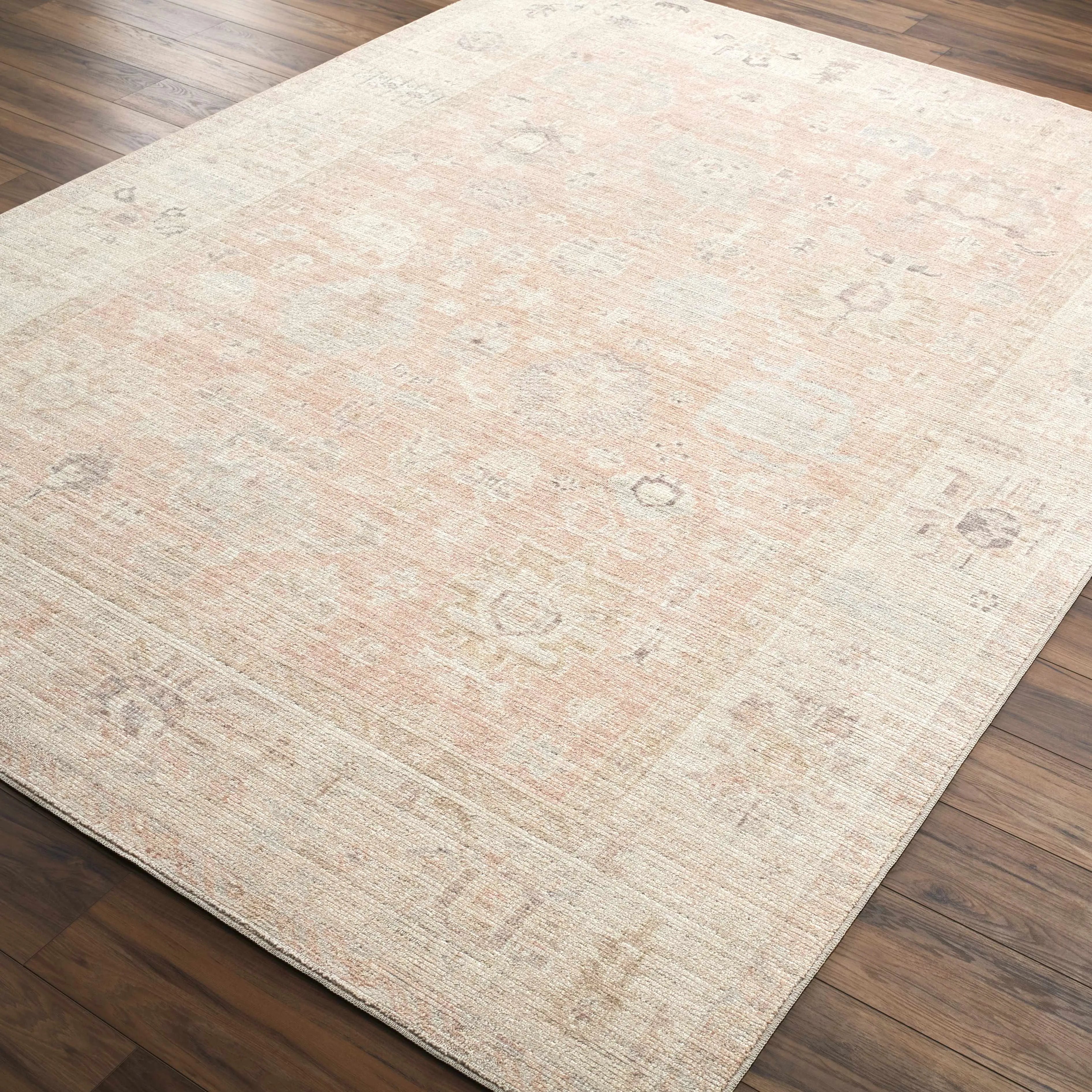 Marlene Damask Tan, Ivory, Charcoal, DustyPink, LightSage, LightBrown Area Rug