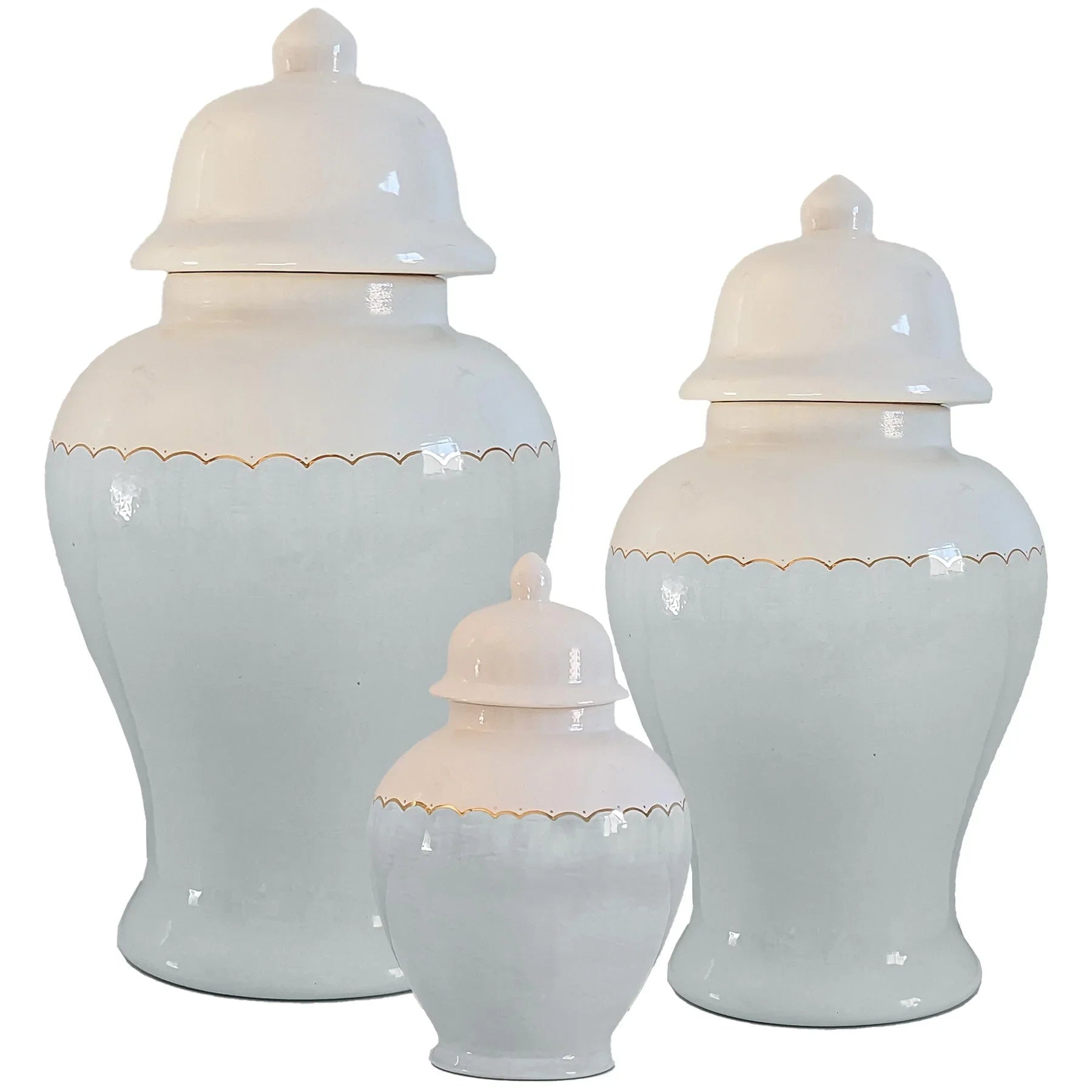 Scallop Color Block Ginger Jars in Hydrangea Light Blue - The Mayfair Hall