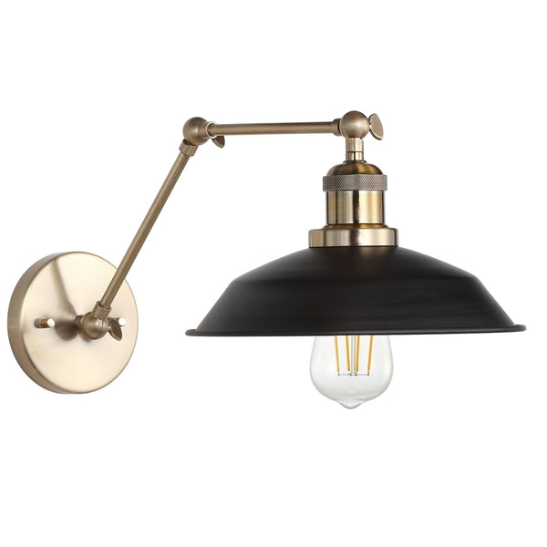 Kingston Wall Sconce Lighting in Brass Gold with Black Shade
