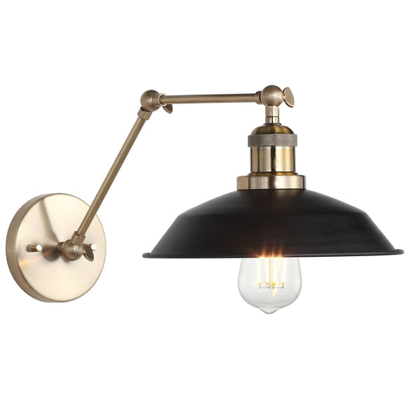 Kingston Wall Sconce Lighting in Brass Gold with Black Shade