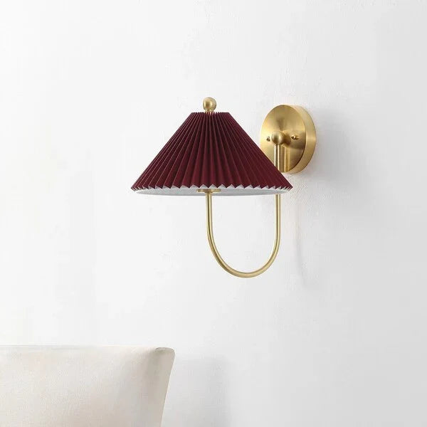 Chrissy Metal Wall Sconce in Burgundy and Brass (Set of 2)