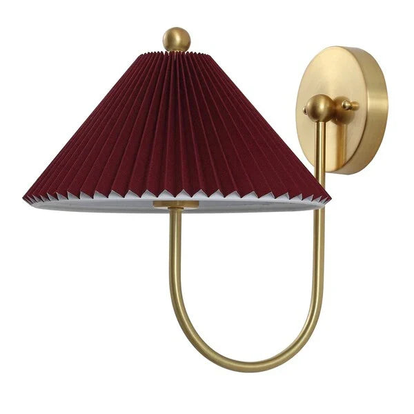Chrissy Metal Wall Sconce in Burgundy and Brass (Set of 2)