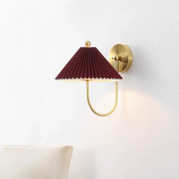 Chrissy Metal Wall Sconce in Burgundy and Brass (Set of 2)