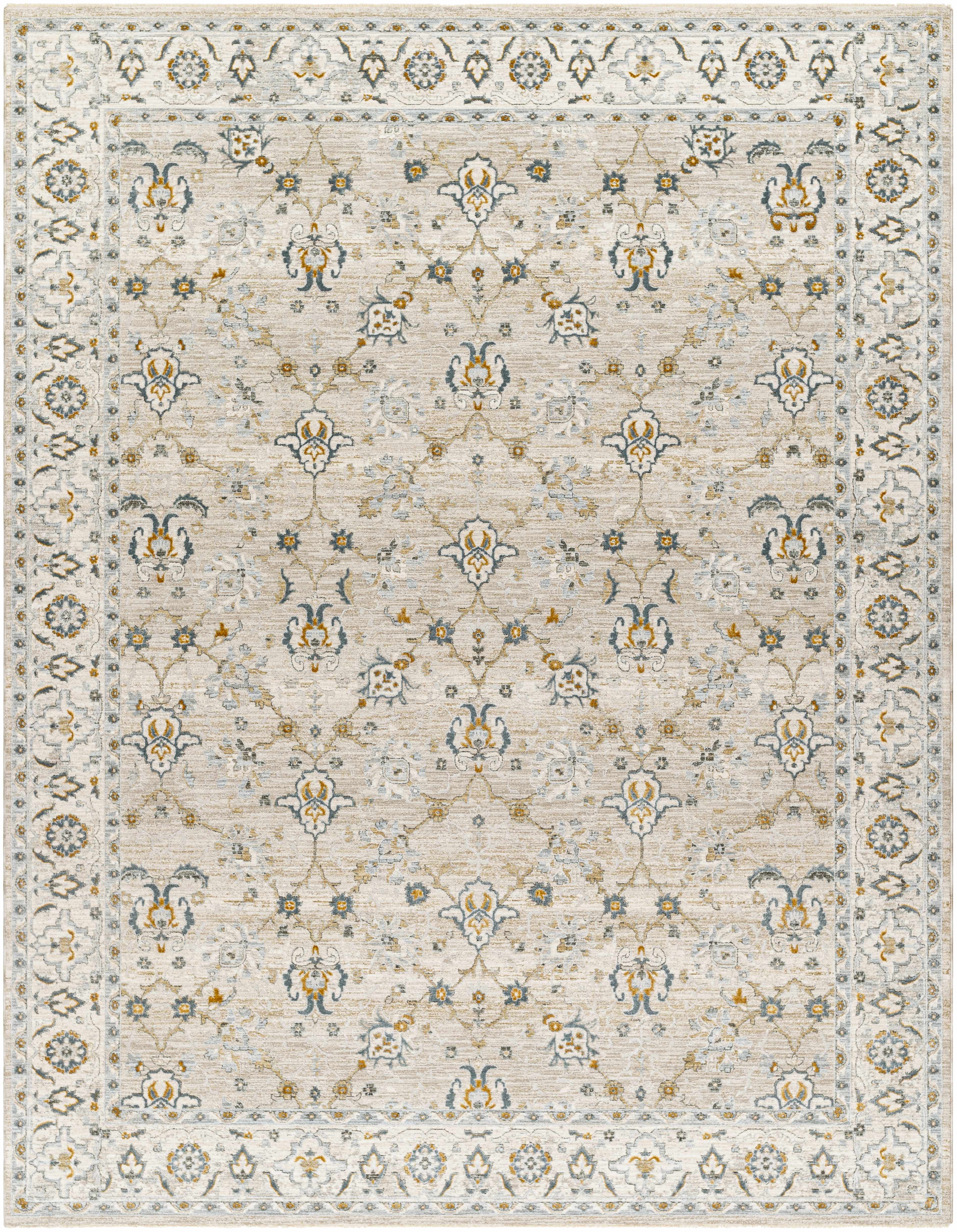 Amaru Cream & Sage Textured Rug with Fringes