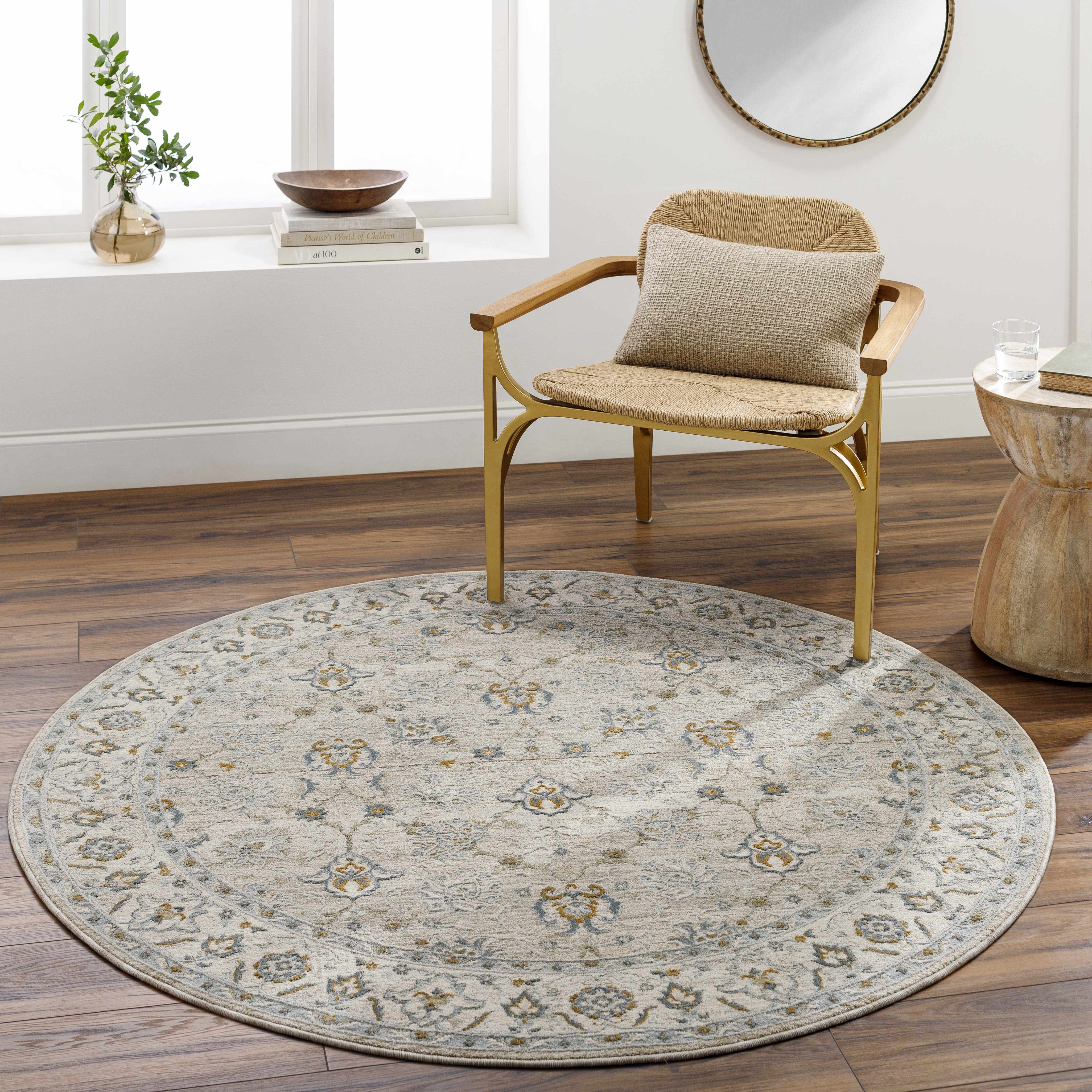 Amaru Cream & Sage Textured Rug with Fringes