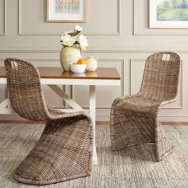 Cilombo Rattan Dining Chair in Gray (Set of 2) - The Mayfair Hall