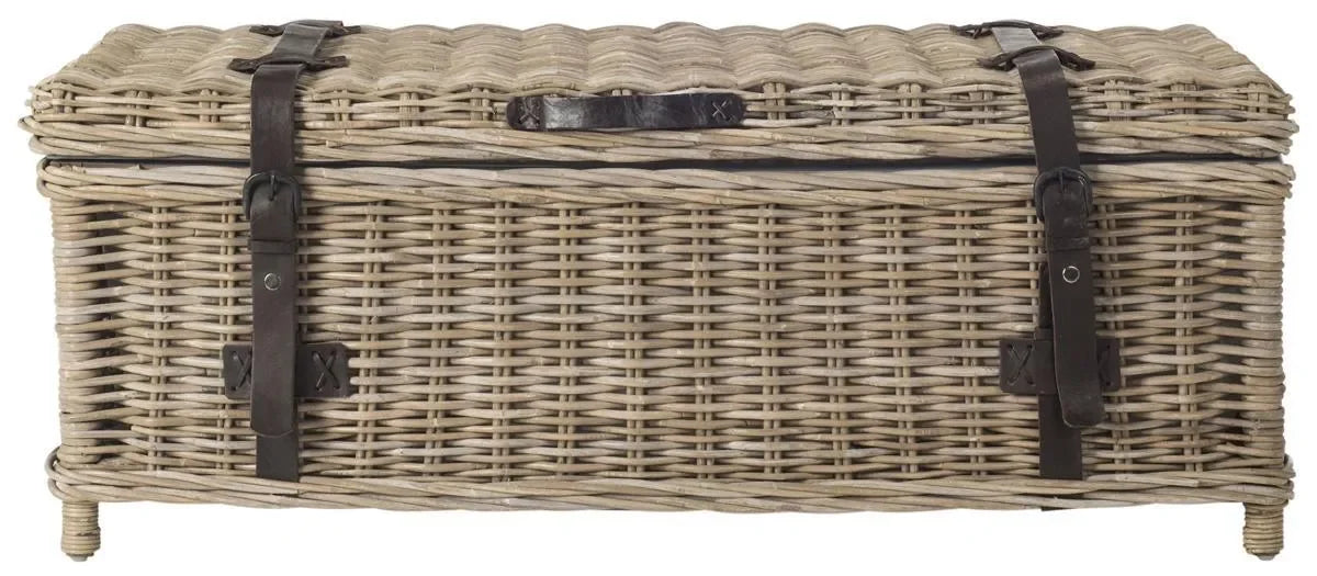 Navarro Rattan Storage Coffee Table in Gray - The Mayfair Hall
