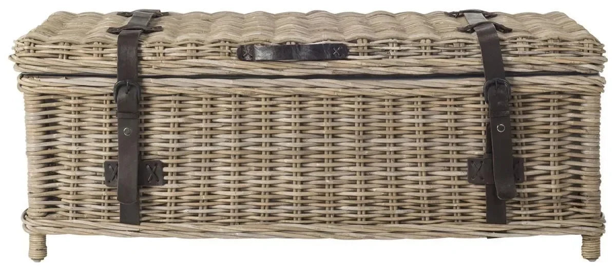 Navarro Rattan Storage Coffee Table in Gray - The Mayfair Hall