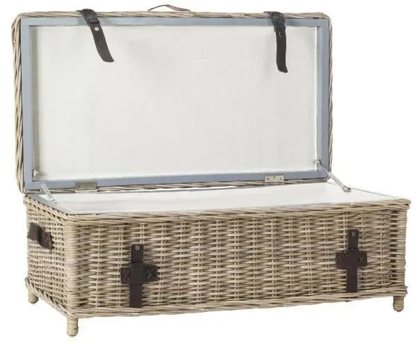 Navarro Rattan Storage Coffee Table in Gray - The Mayfair Hall
