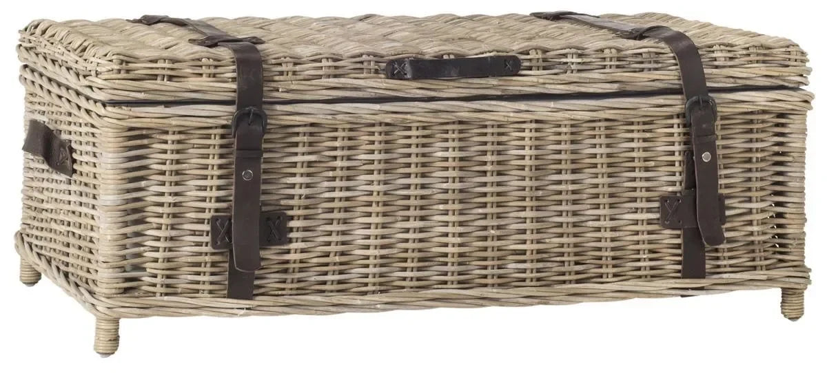 Navarro Rattan Storage Coffee Table in Gray - The Mayfair Hall