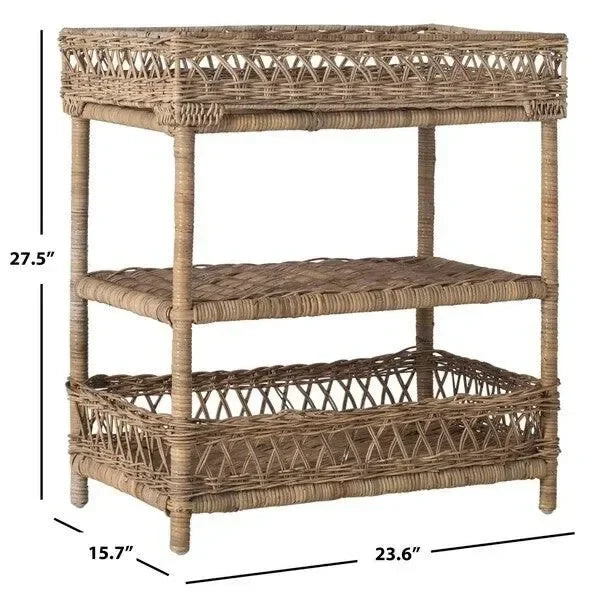 Safavieh Ajani Rattan Slimit Three-tier Accent Table in Natural