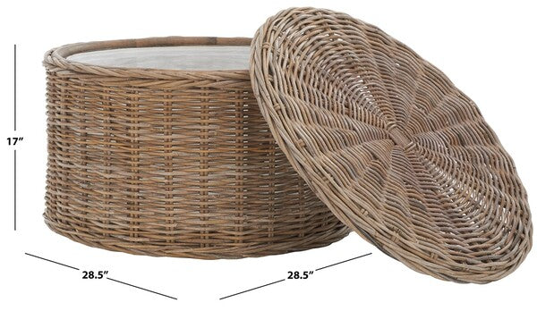 Jesse Wicker Storage Coffee Table in Grey