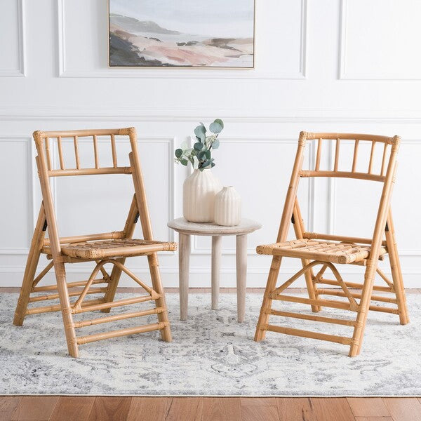Maja Rattan Folding Accent Chair in Honey (Set of 2)