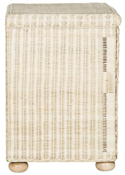 Adira Natural Wicker Nightstand in White Wash with Drawer and Storage