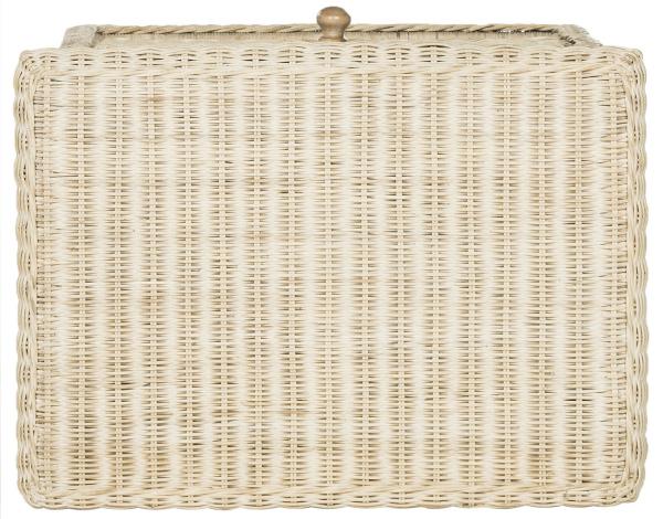 Adira Natural Wicker Nightstand in White Wash with Drawer and Storage