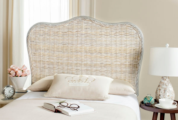 Imelda Rattan Headboard in White Wash