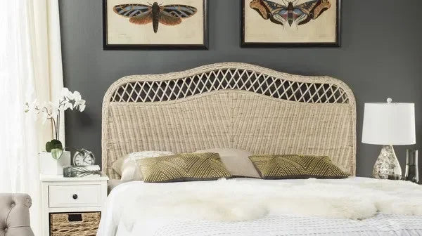 Sephina Rattan Headboard in White Washed - The Mayfair Hall
