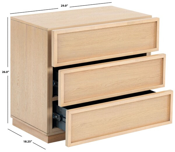Zeus 3 Drawer Wood Chest in Natural