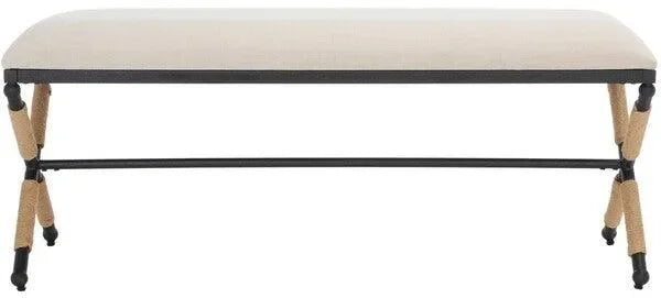 Carmelo Linen Bench in Beige and Black - The Mayfair Hall