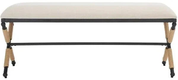 Carmelo Linen Bench in Beige and Black - The Mayfair Hall