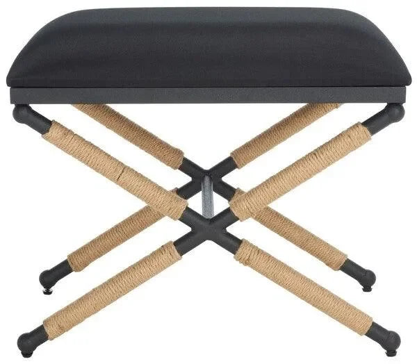 Carmelo Wood Ottoman in Black - The Mayfair Hall
