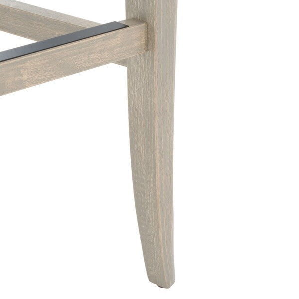 Karlee Rattan Bar Stool in Rustic Gray with Beige Upholstery (Set of 2)