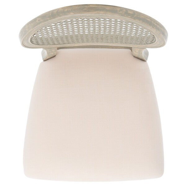 Karlee Rattan Bar Stool in Rustic Gray with Beige Upholstery (Set of 2)