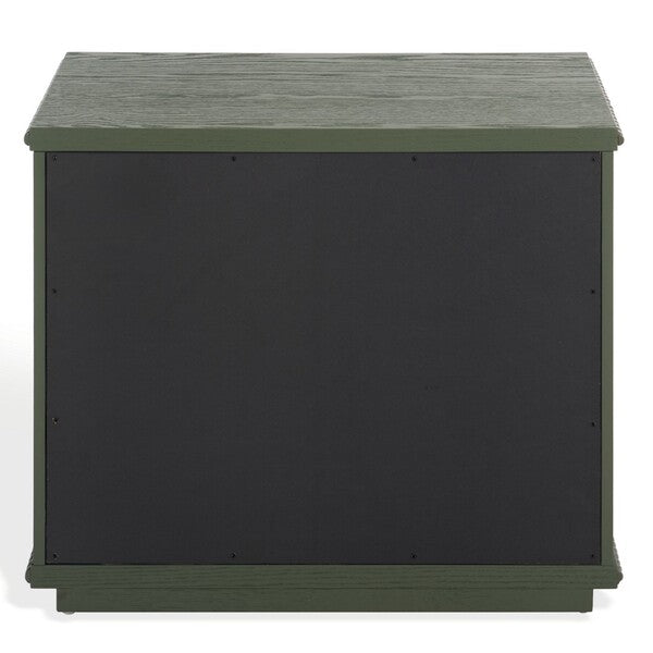 Octavian Wood Nightstand with Rope Detail and 2 Drawer in Green