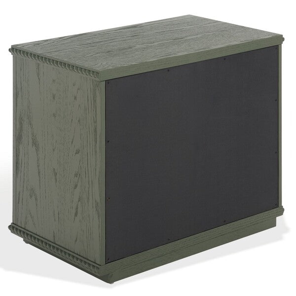 Octavian Wood Nightstand with Rope Detail and 2 Drawer in Green
