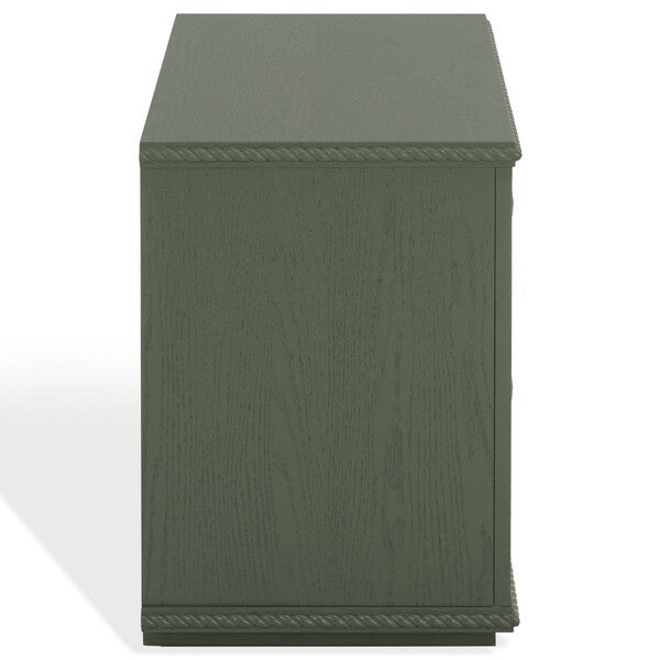 Octavian Wood Nightstand with Rope Detail and 2 Drawer in Green