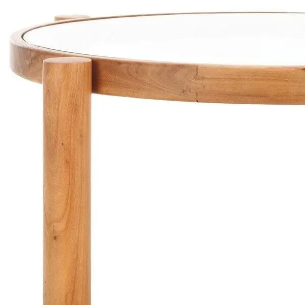 Karyna Wood Accent Table in Natural with Tempered Glass Top - The Mayfair Hall