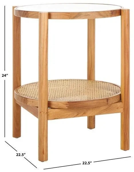 Karyna Wood Accent Table in Natural with Tempered Glass Top - The Mayfair Hall