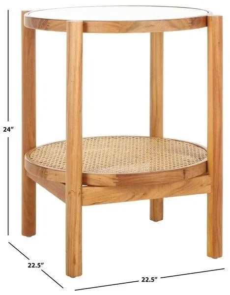 Karyna Wood Accent Table in Natural with Tempered Glass Top - The Mayfair Hall