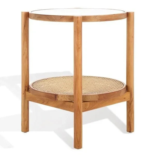 Karyna Wood Accent Table in Natural with Tempered Glass Top - The Mayfair Hall