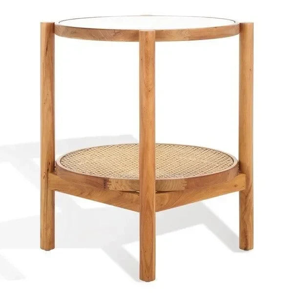Karyna Wood Accent Table in Natural with Tempered Glass Top - The Mayfair Hall