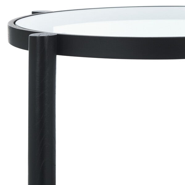 Karyna Rattan Accent Table in Black and Natural with Glass Top