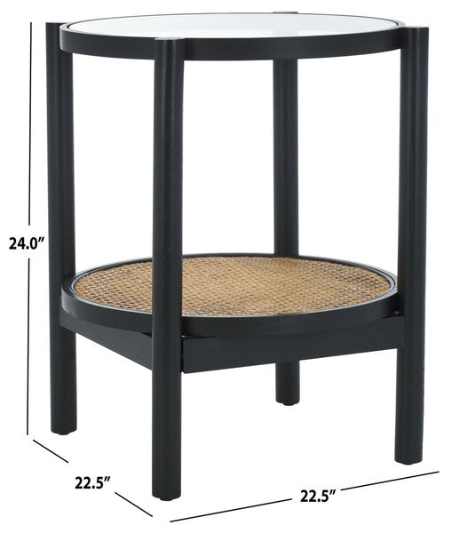 Karyna Rattan Accent Table in Black and Natural with Glass Top